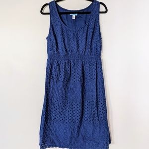 Maternity - Navy eyelet lace dress